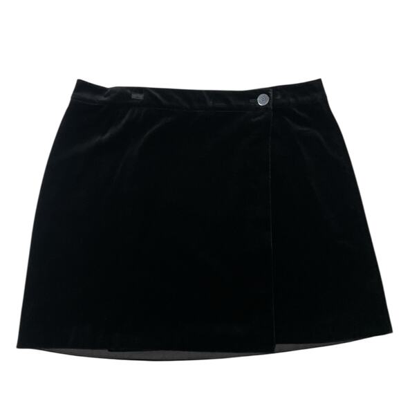Theory Velvet Wrap Mini Skirt Black Size 14 - Picture 5 of 10